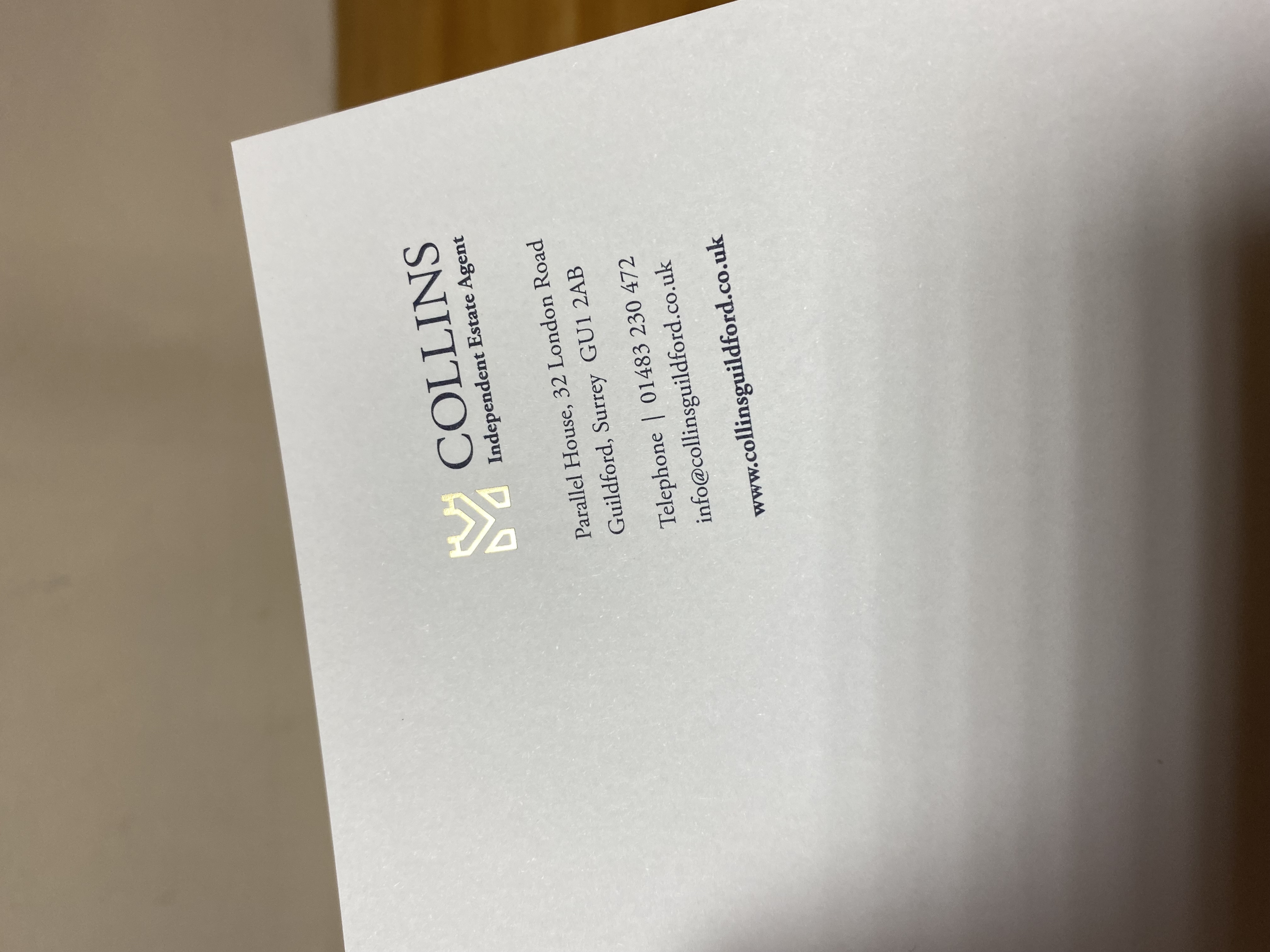 Collins gold foil finished paper